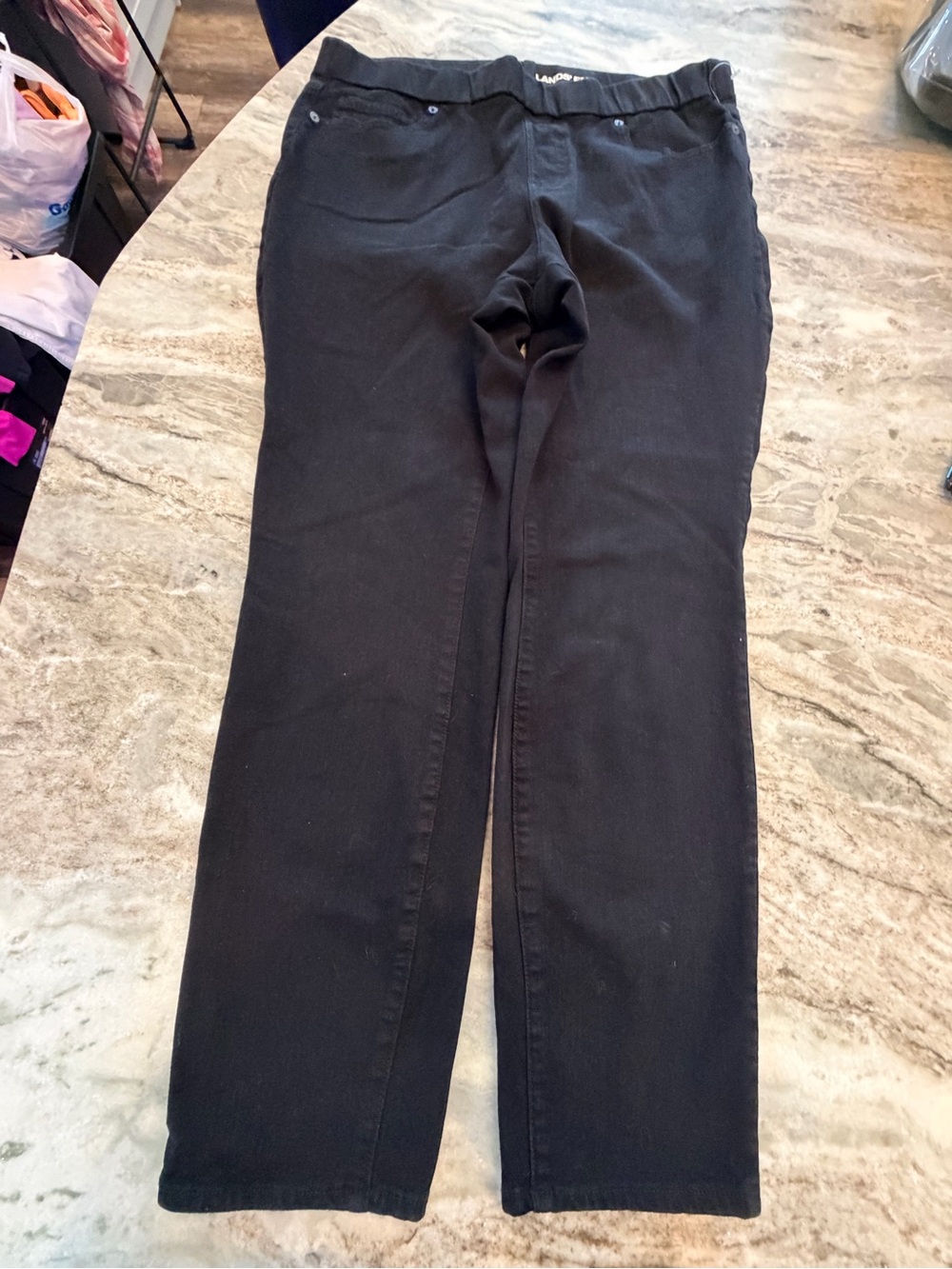 Lands’ End Black Pull On Stretch Straight Leg Pants Size 18W